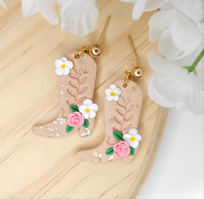 Cowboy Boots Easter Polymer Clay Earrings
