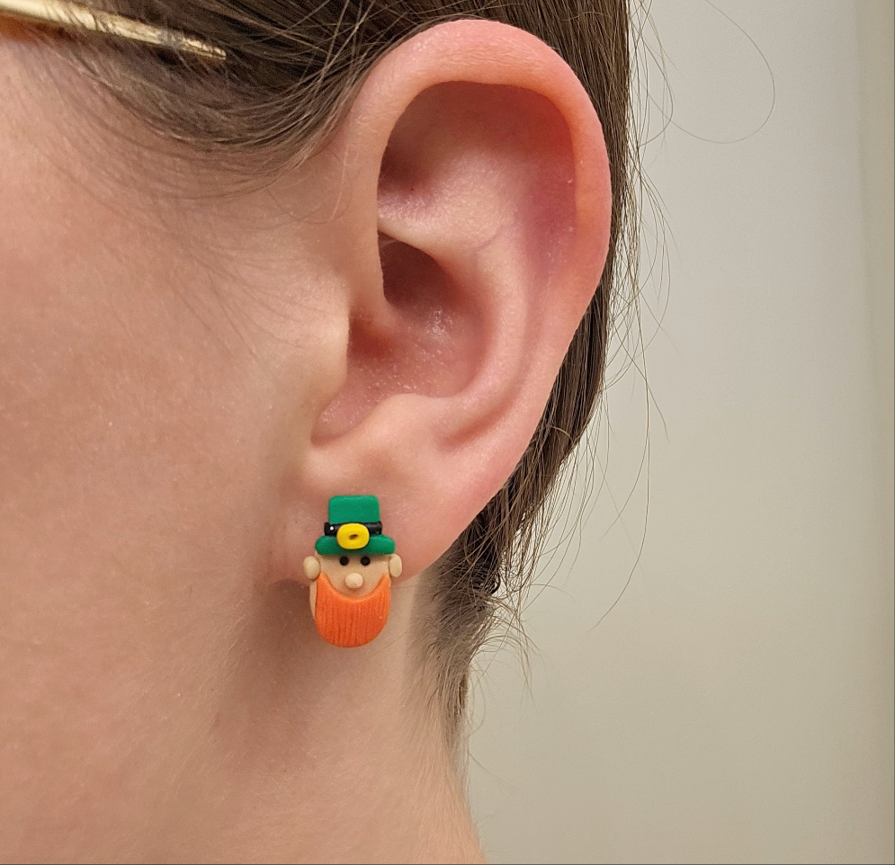 Handmade Leprechaun St. Patrick's Day Clay Earrings