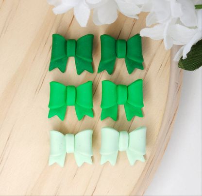 Handmade St. Patrick's Bow Polymer Clay Earrings