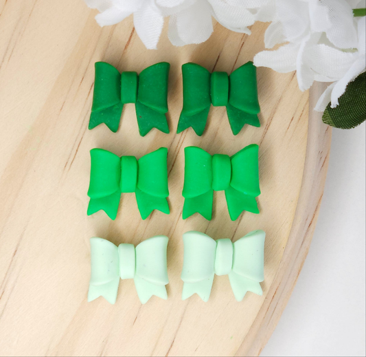 Handmade St. Patrick's Bow Polymer Clay Earrings