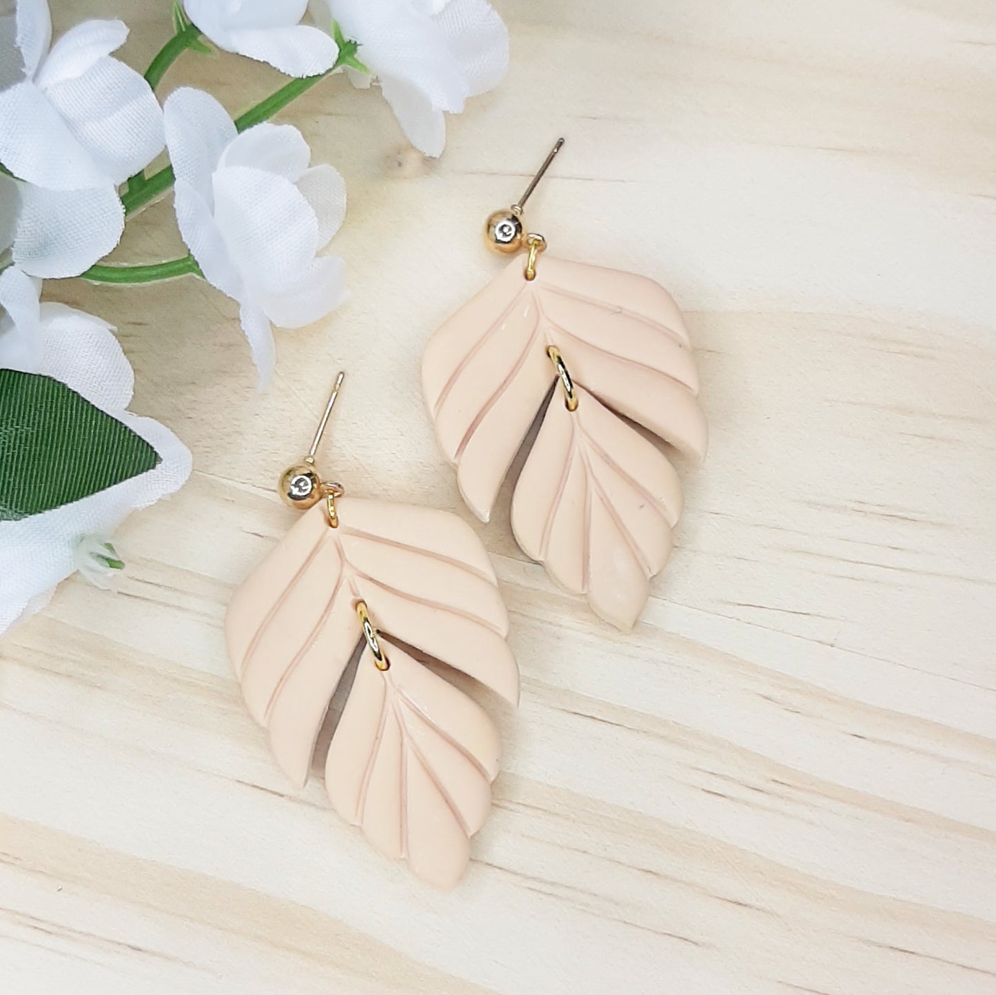 Handmade Minimalist Leaf Polymer Clay Earrings