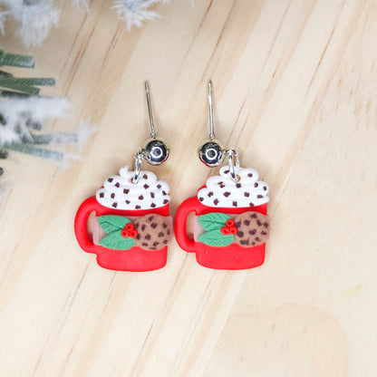 Handmade Hot Cocoa Christmas Clay Earrings