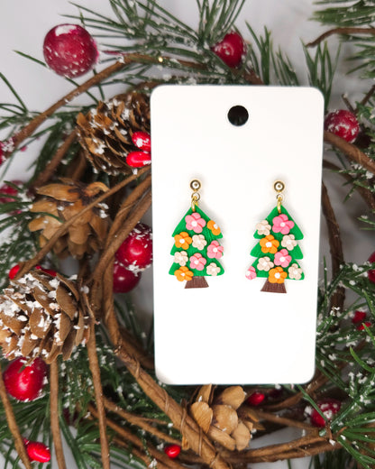 Handmade Christmas Tree Floral Earrings