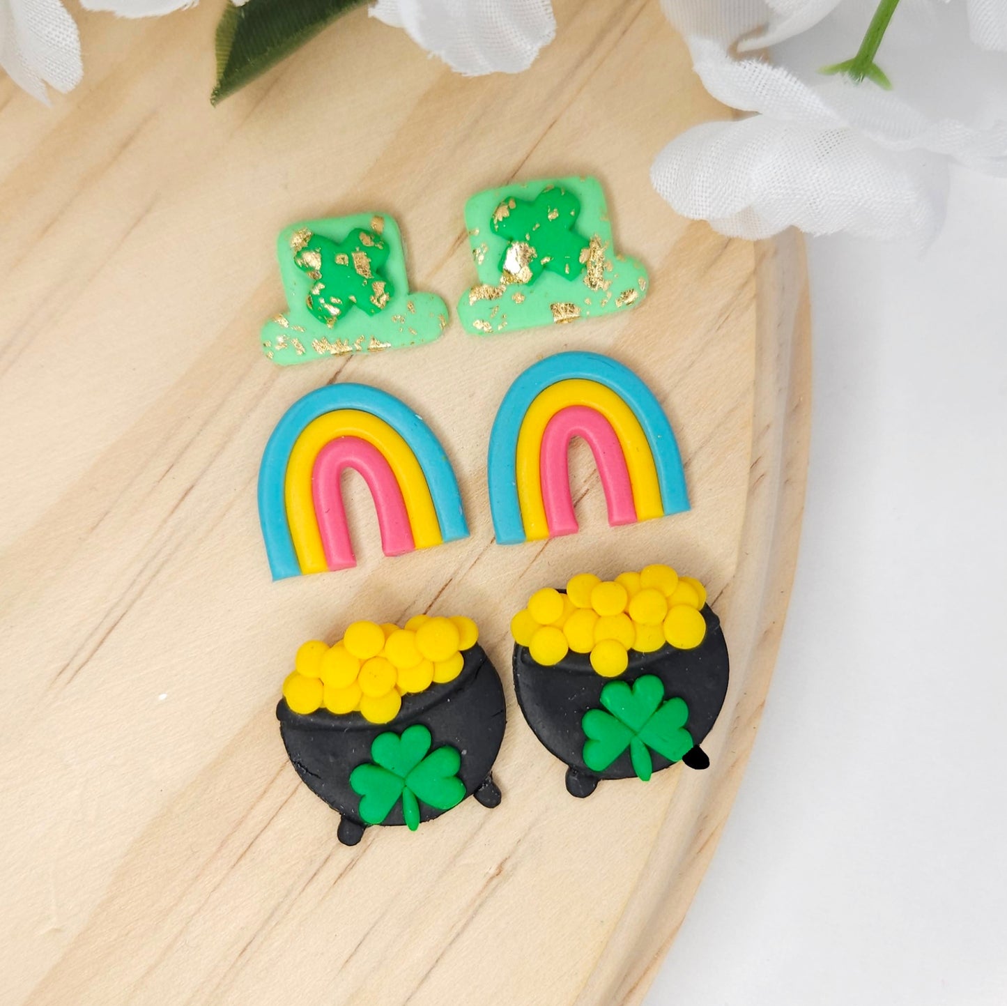 St. Patrick's Day Lucky Charm Clay Earrings