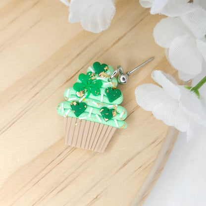 Handmade St. Patrick's Day Cupcake Clay Earrings