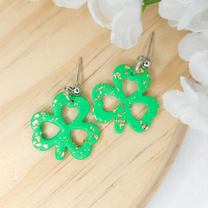 Handmade St. Patrick's Clover Clay Earrings