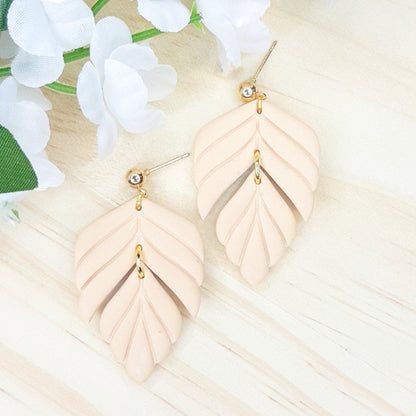 Handmade Minimalist Leaf Polymer Clay Earrings