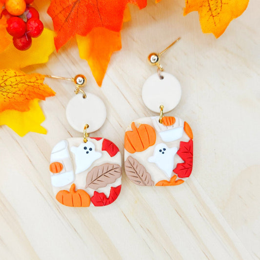 Handmade Fall Pumpkin Polymer Clay Earrings