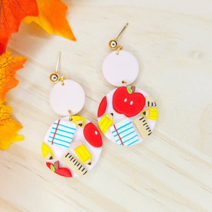 Handmade Teacher Dangle Polymer Clay Earrings