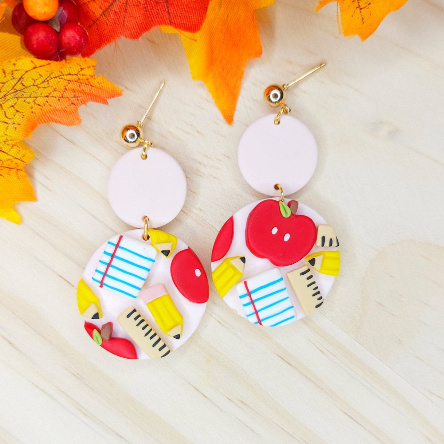 Handmade Teacher Dangle Polymer Clay Earrings