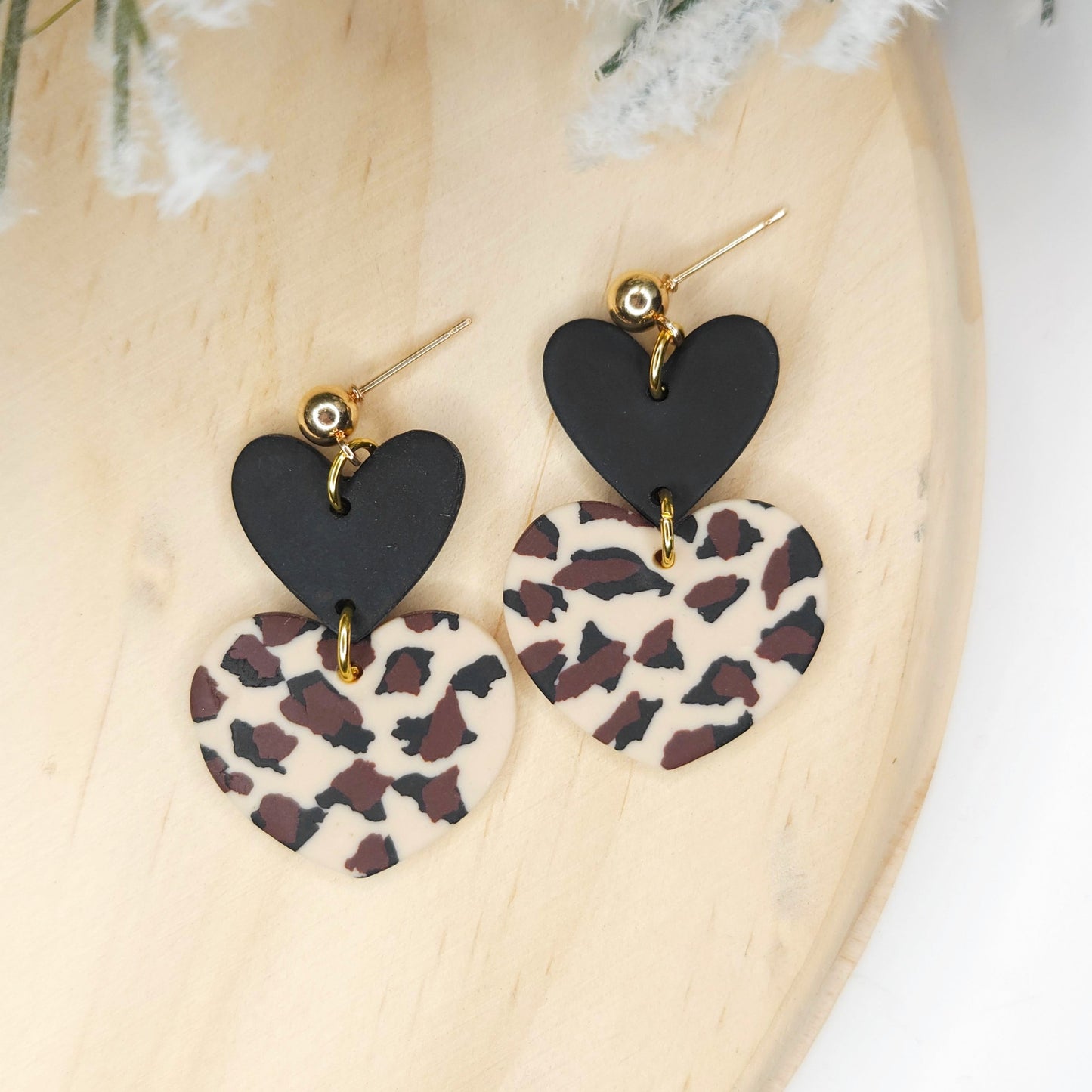 Handmade Valentine's Day Leopard Clay Earrings