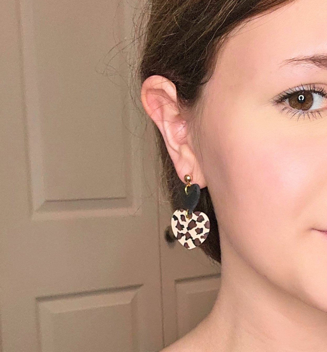 Handmade Valentine's Day Leopard Clay Earrings