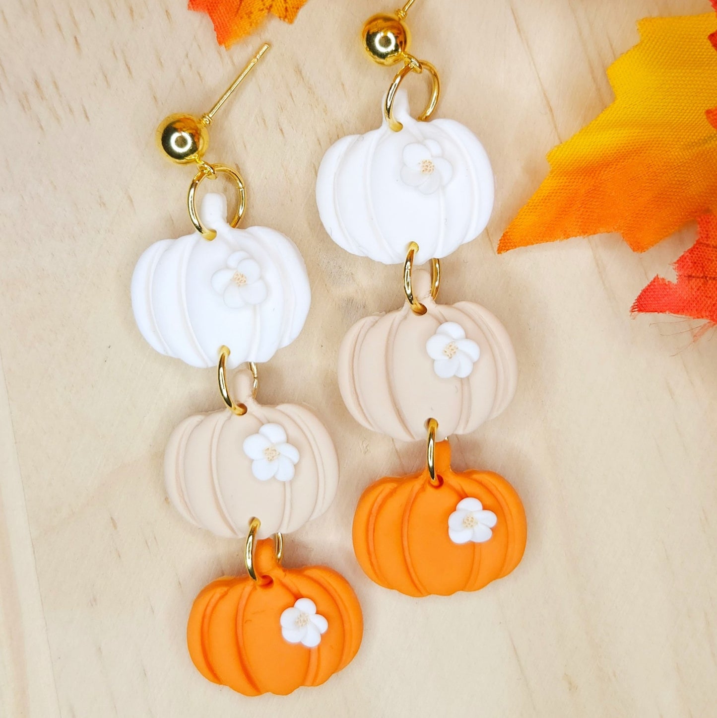 Handmade Pumpkin Fall Polymer Clay Earrings