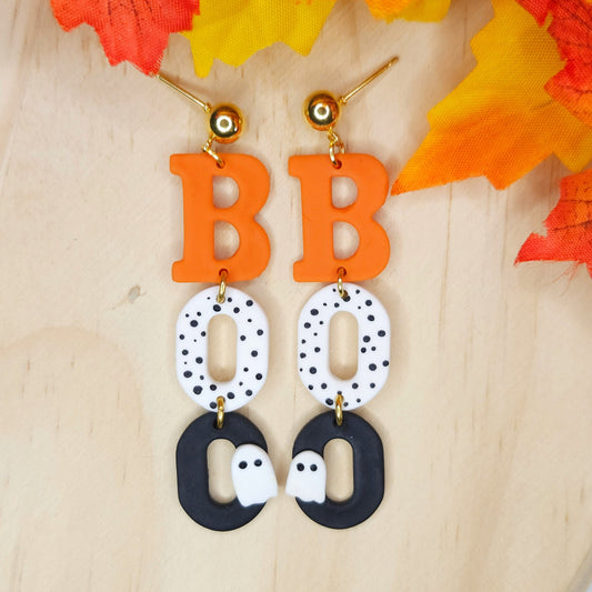 Handmade BOO Halloween Polymer Clay Earrings