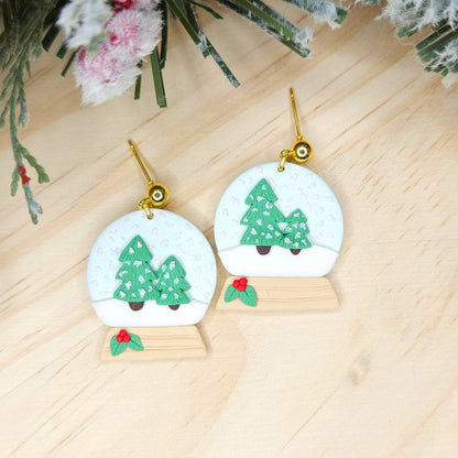 Handmade Polymer Clay Christmas Snowglobe Earrings