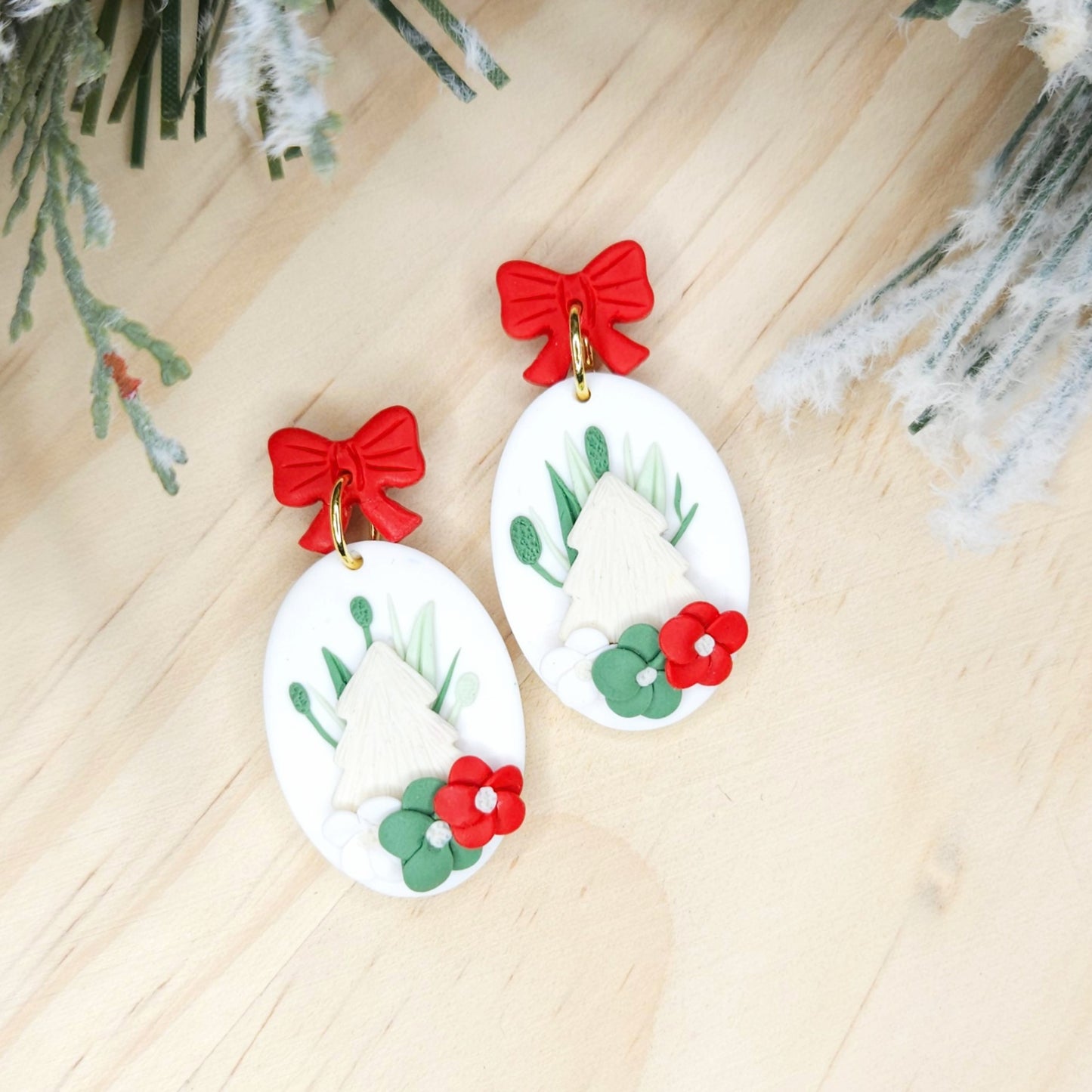 Handmade Polymer Clay Christmas Tree Earrings