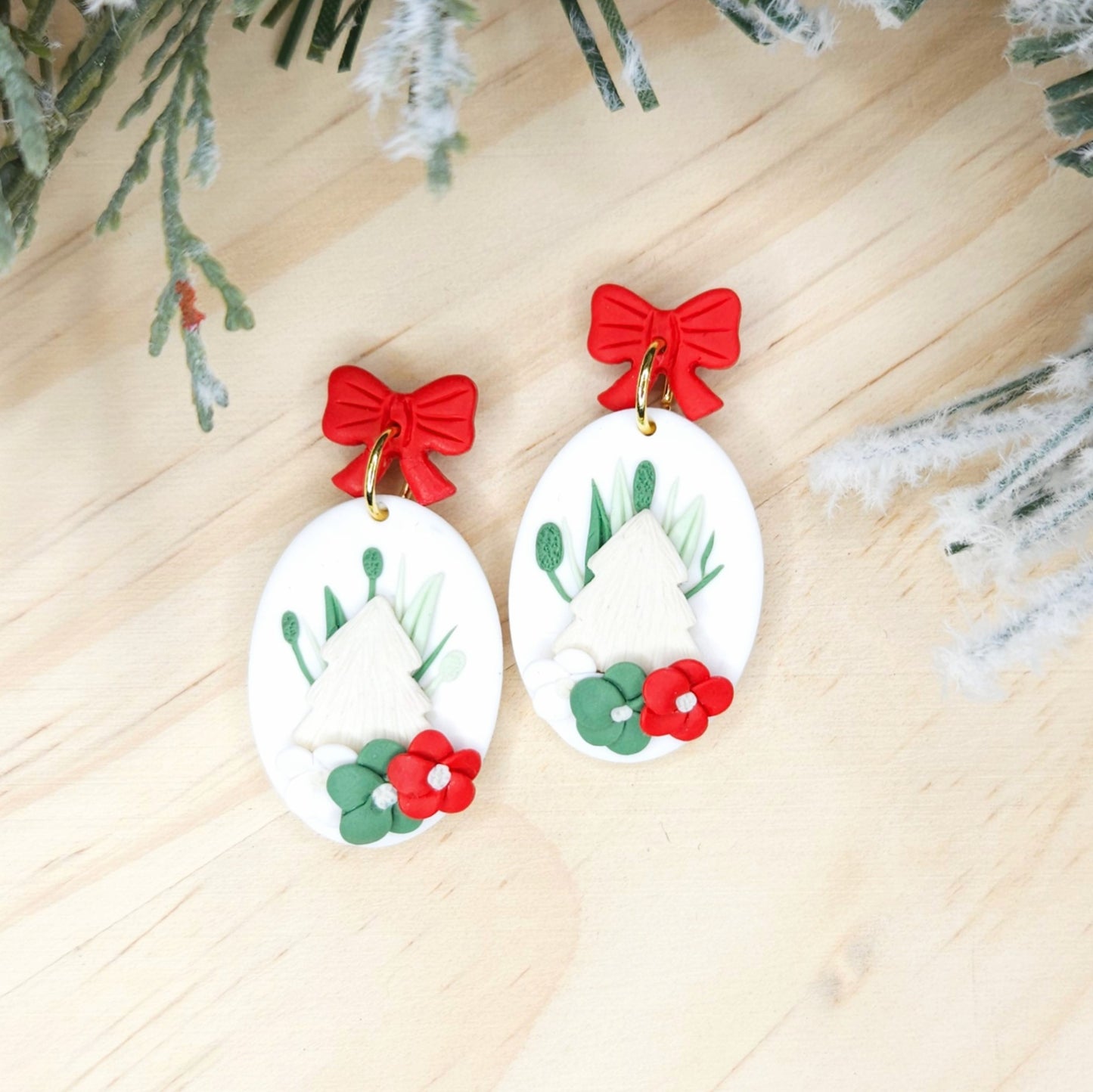 Handmade Polymer Clay Christmas Tree Earrings