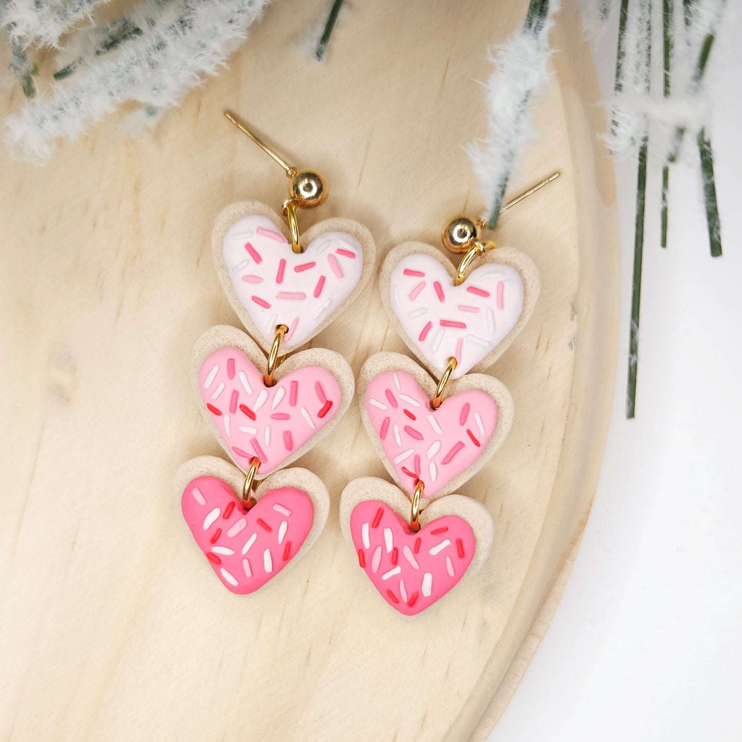 Handmade Valentine's Day Cookie Clay Earrings