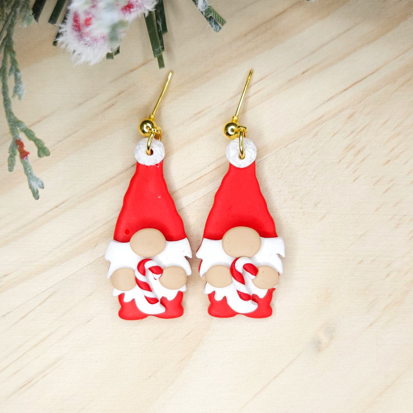 Handmade Gnome Christmas Polymer Clay Earrings