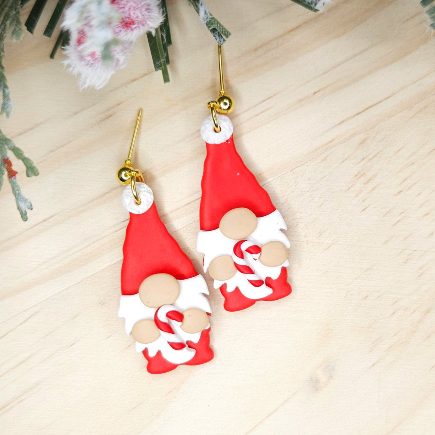 Handmade Gnome Christmas Polymer Clay Earrings