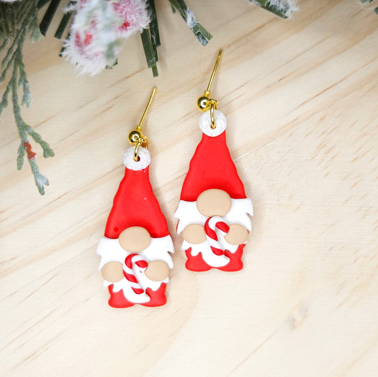 Handmade Gnome Christmas Polymer Clay Earrings