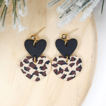 Handmade Valentine's Day Leopard Clay Earrings