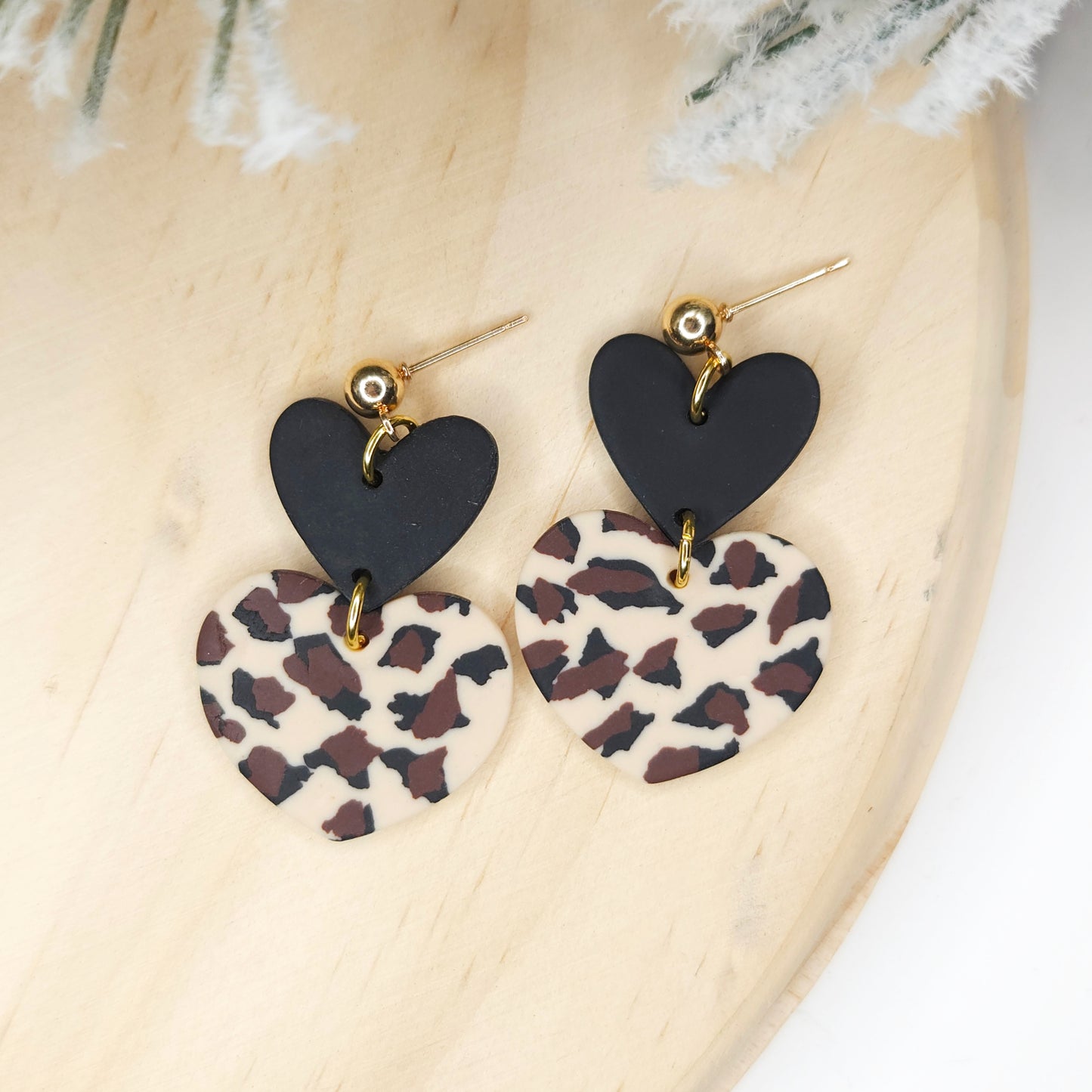 Handmade Valentine's Day Leopard Clay Earrings