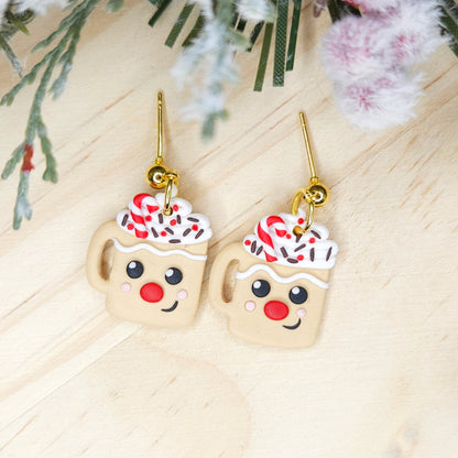 Handmade Christmas Rudolph Cocoa Cup Earrings