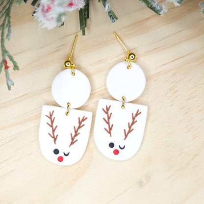 Handmade Reindeer Christmas Polymer Clay Earrings