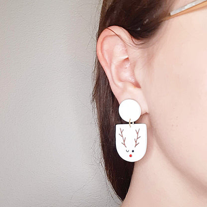 Handmade Reindeer Christmas Polymer Clay Earrings