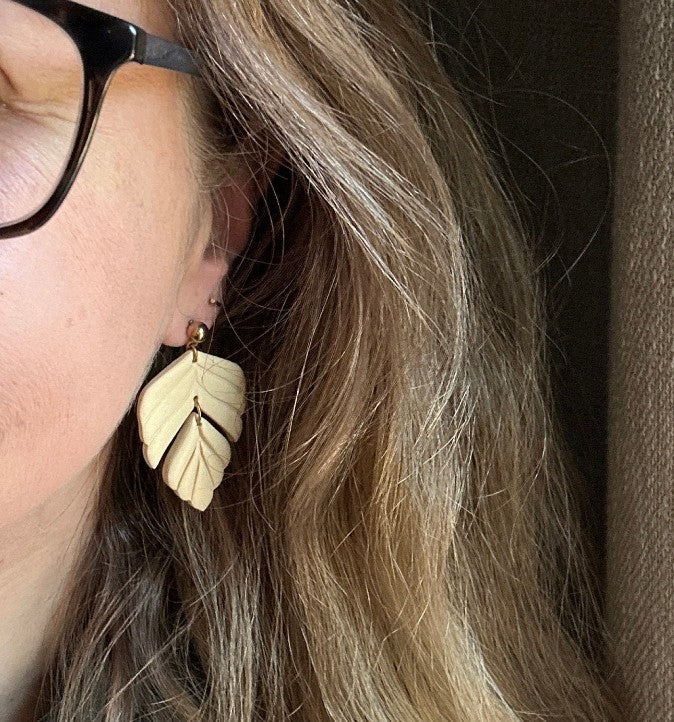 Handmade Minimalist Leaf Polymer Clay Earrings