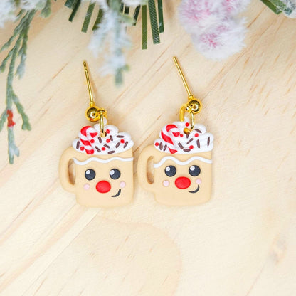 Handmade Christmas Rudolph Cocoa Cup Earrings