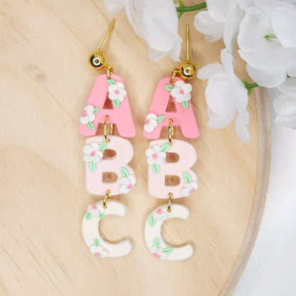 Handmade Teacher ABC Polymer Clay Earrings