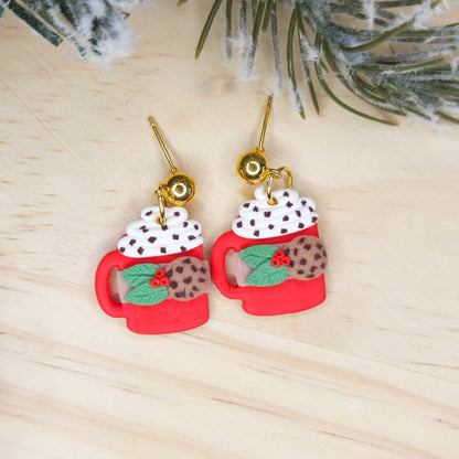 Handmade Hot Cocoa Christmas Clay Earrings