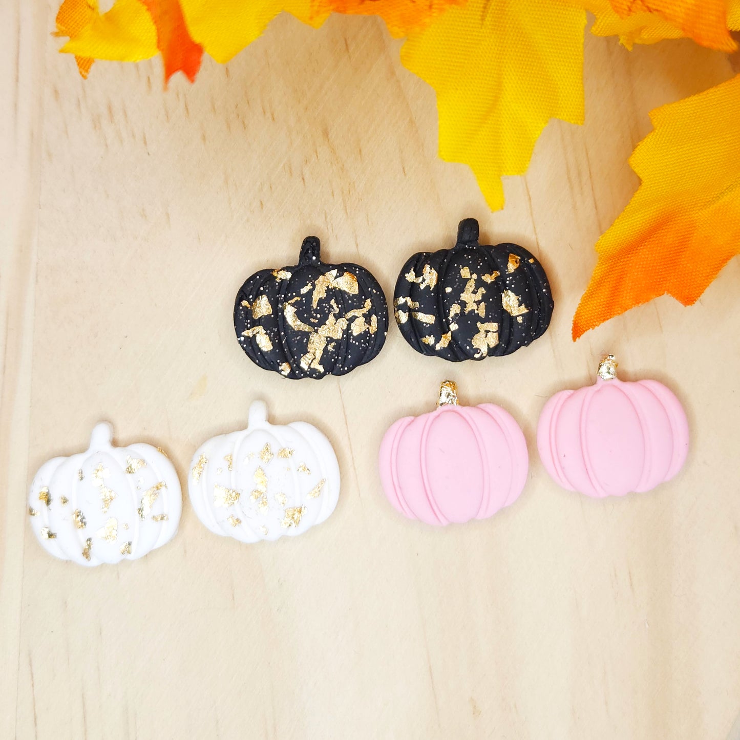 Handmade Pumpkin Studs Polymer Clay Earrings