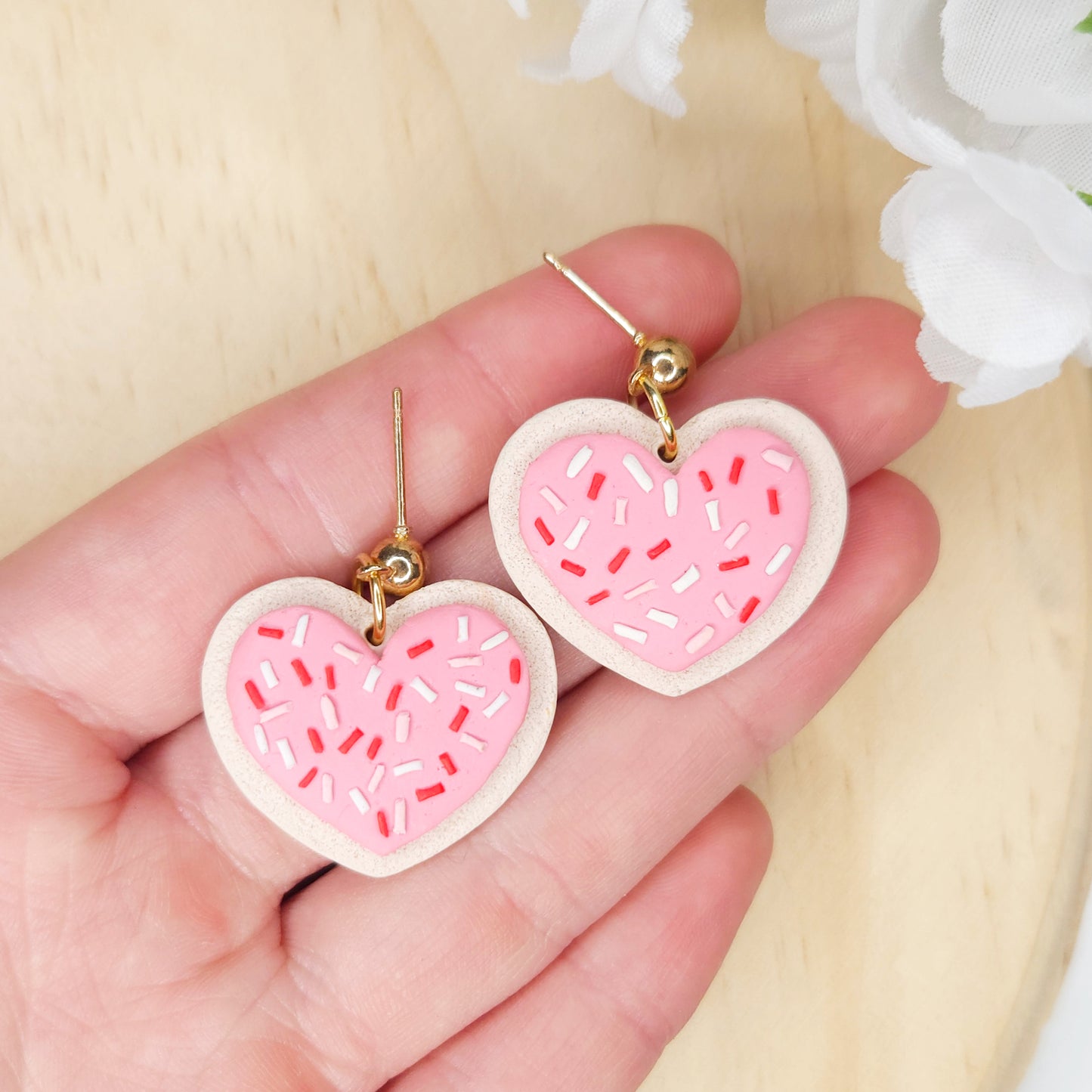 Handmade Clay Valentine's Day Heart Earrings