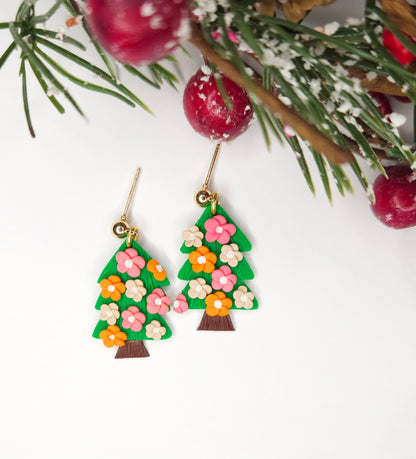 Handmade Christmas Tree Floral Earrings