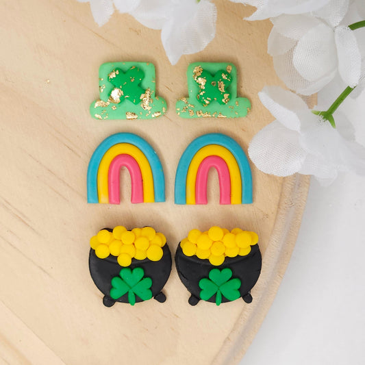 St. Patrick's Day Lucky Charm Clay Earrings