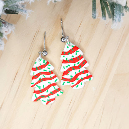 Handmade Little Debbie Cake Christmas Clay Earrings