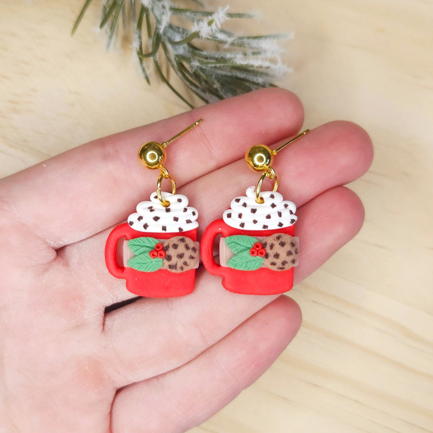 Handmade Hot Cocoa Christmas Clay Earrings