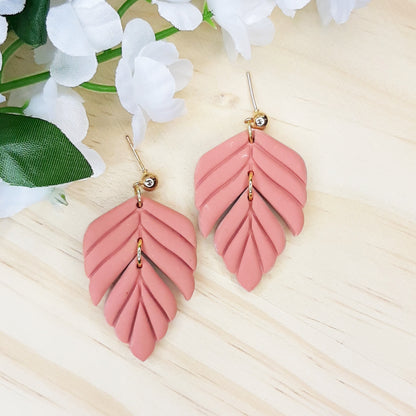 Handmade Minimalist Leaf Polymer Clay Earrings