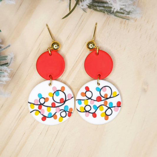 Handmade Christmas Light Polymer Clay Earrings