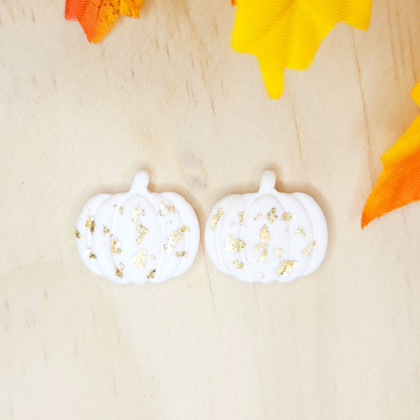 Handmade Pumpkin Studs Polymer Clay Earrings