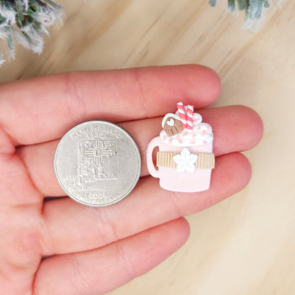 Handmade Pink Christmas Studs Clay Earrings