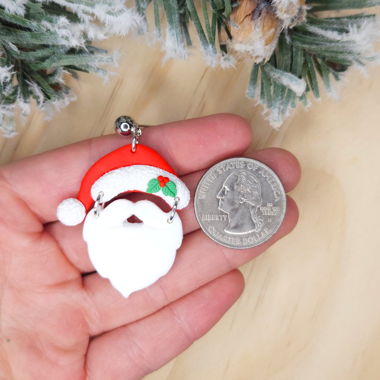 Handmade Santa Claus Christmas Clay Earrings