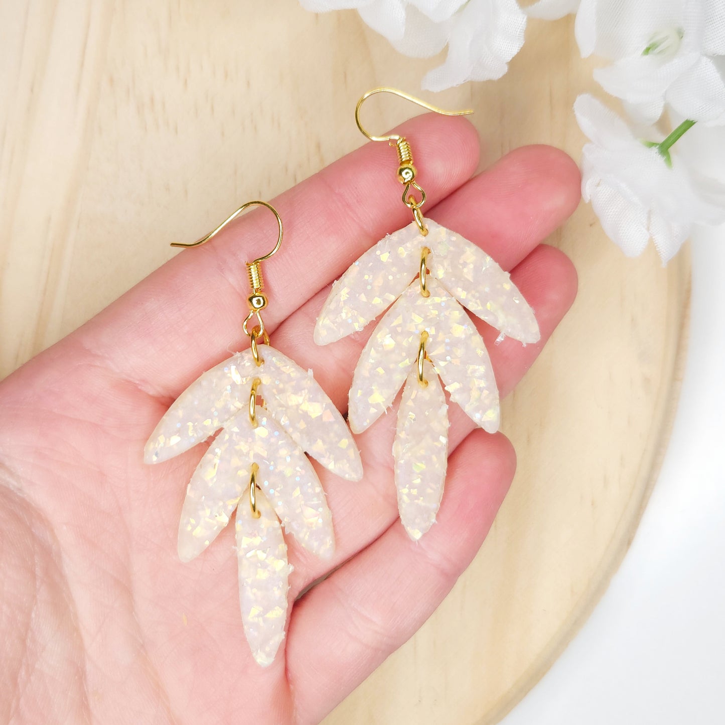 Handmade Polymer Clay Leaf Minimalist Wedding Earrings