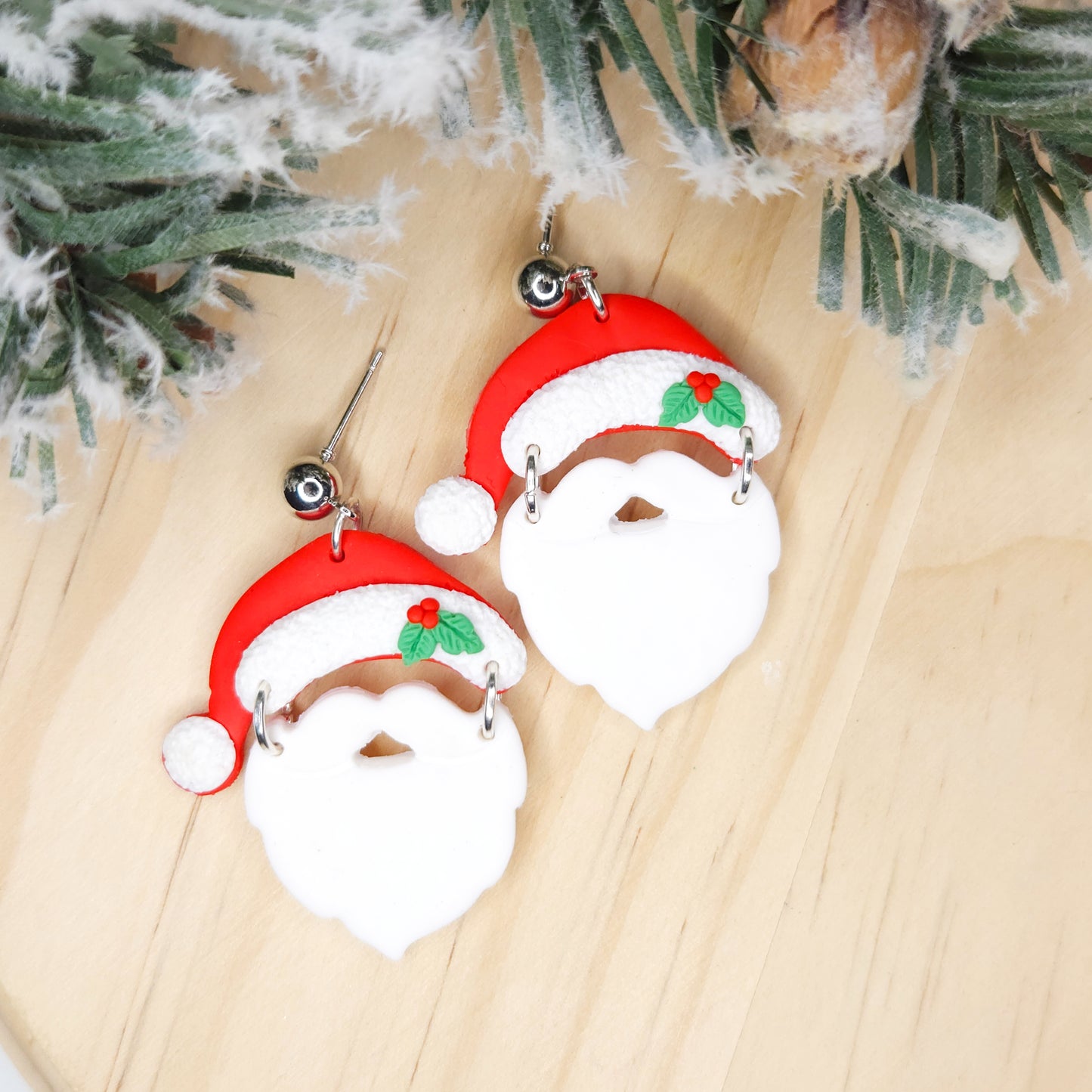 Handmade Santa Claus Christmas Clay Earrings