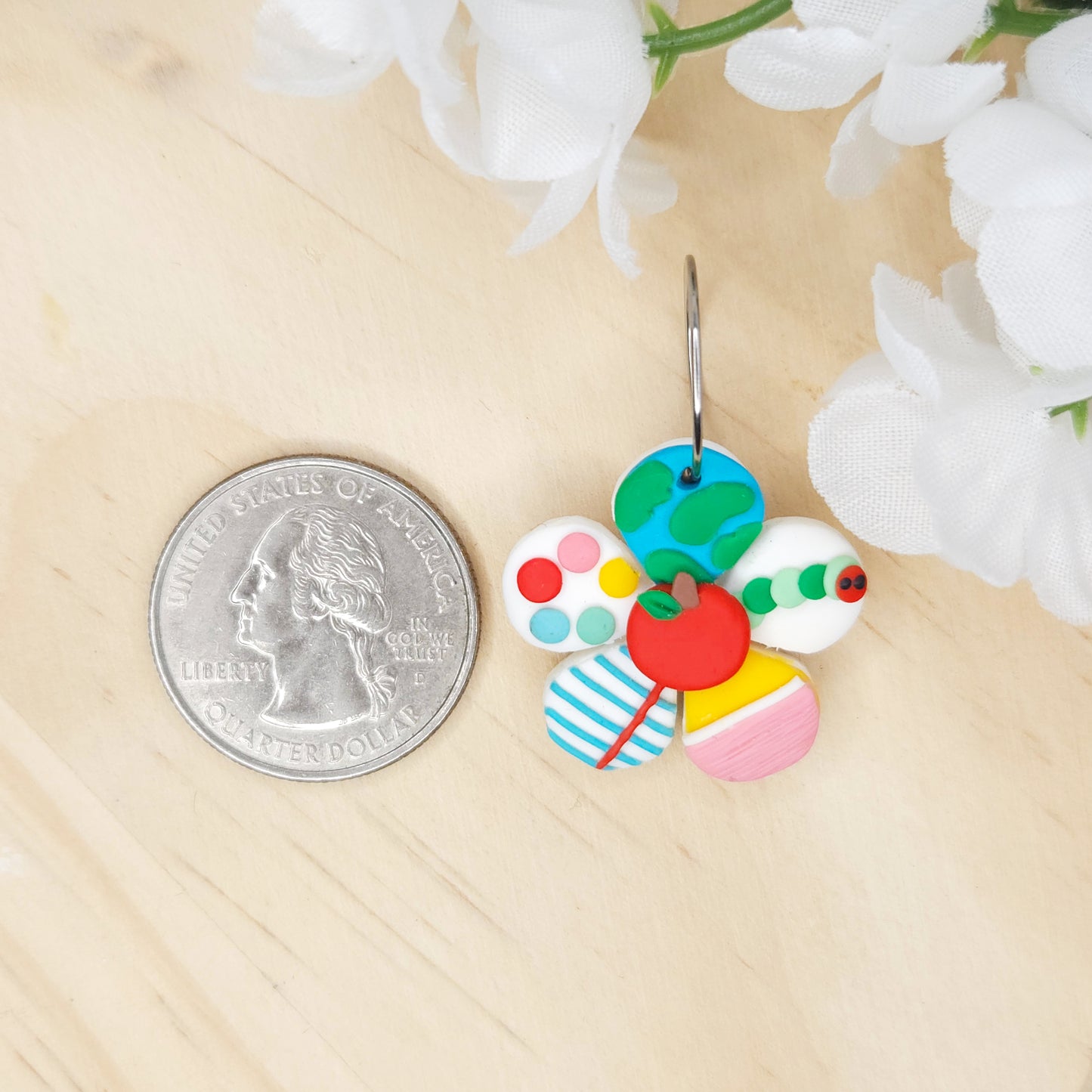 Handmade Teacher Flower Clay Earrings