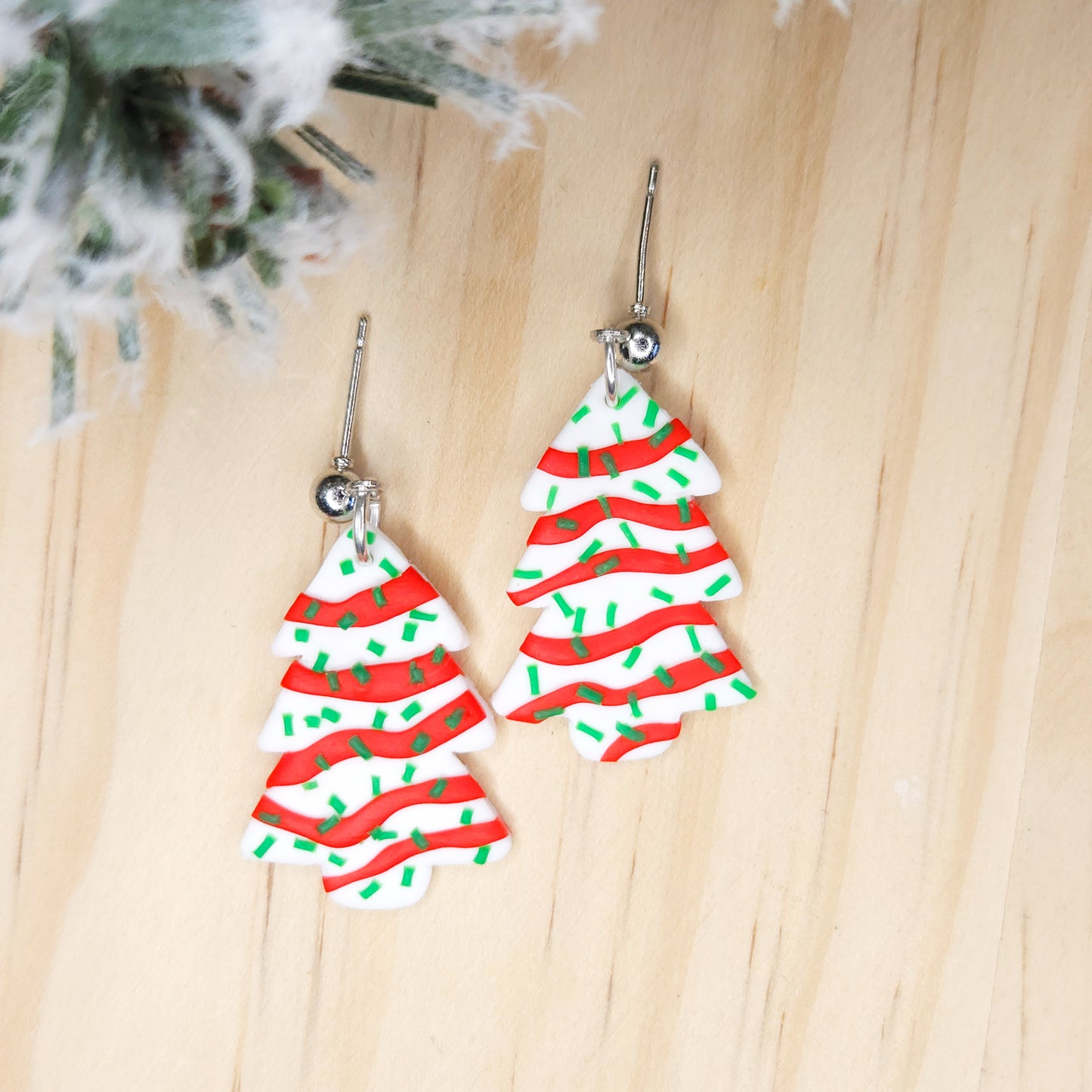 Handmade Little Debbie Cake Christmas Clay Earrings