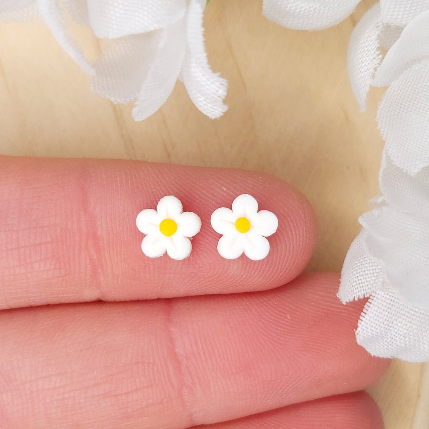 Handmade Daisy Kids Polymer Clay Girl Earrings